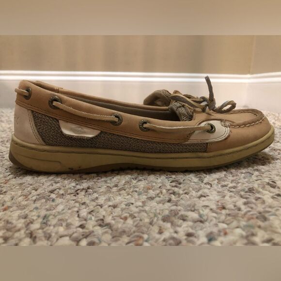 Sperry Sz 7M Women's Angelfish Leather Boat Shoe Linen Oat 9102047 - Picture 2 of 8